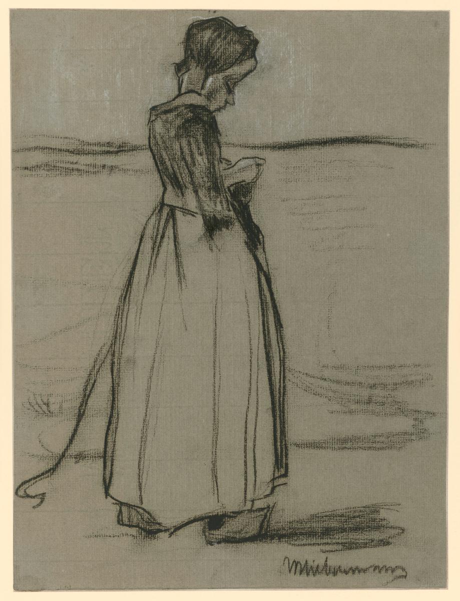 Holländisches Mädchen mit Strickstrumpf