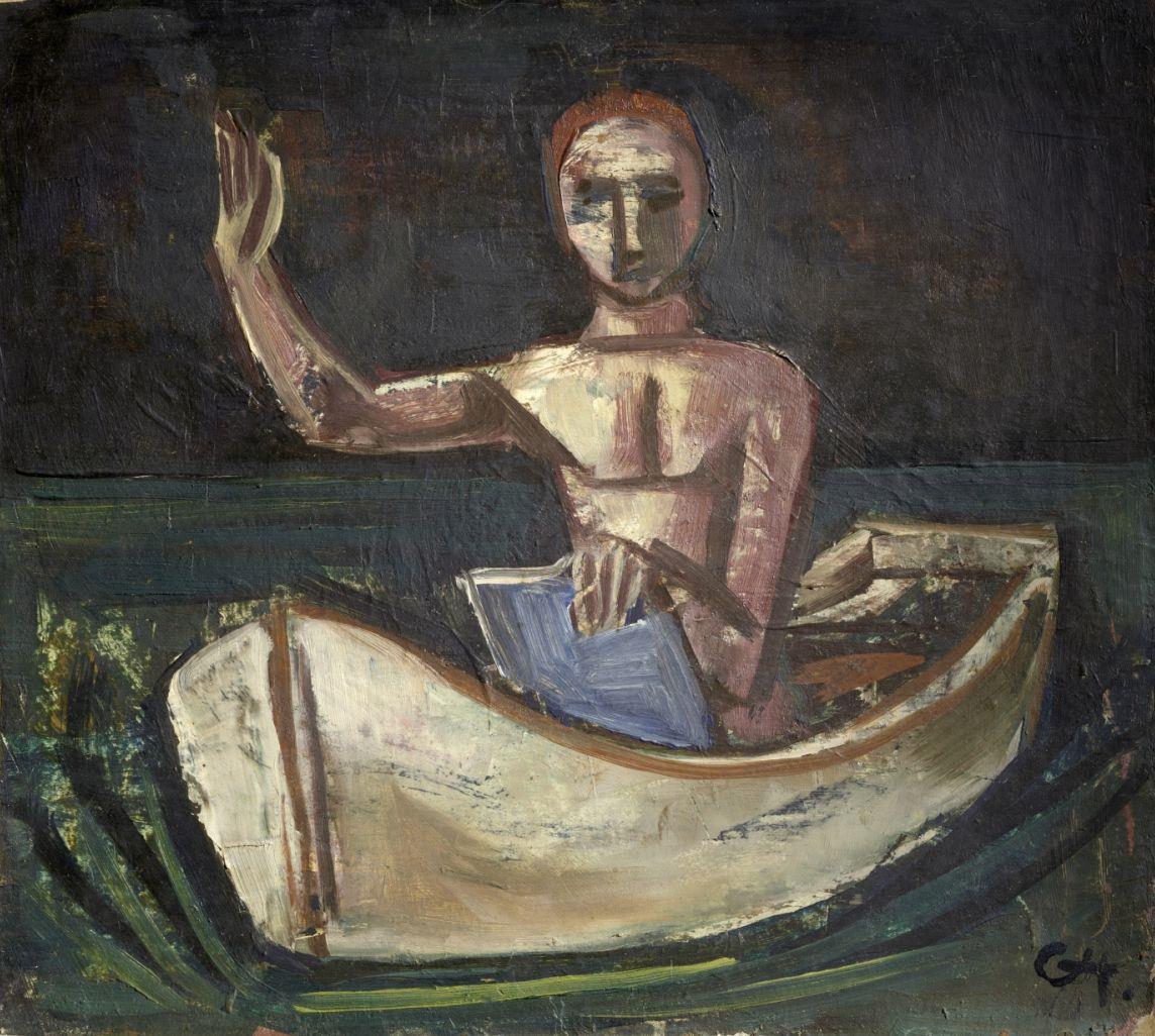Religiöse Figur im Boot