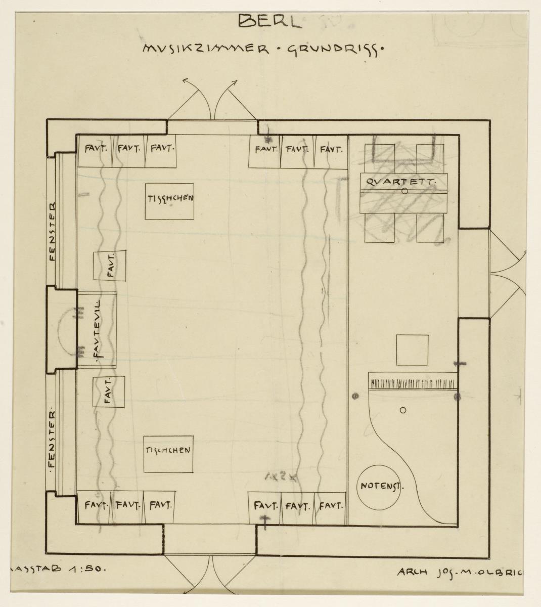 Wien, Zimmereinrichtungen für David Berl. Musikzimmer, Grundriss