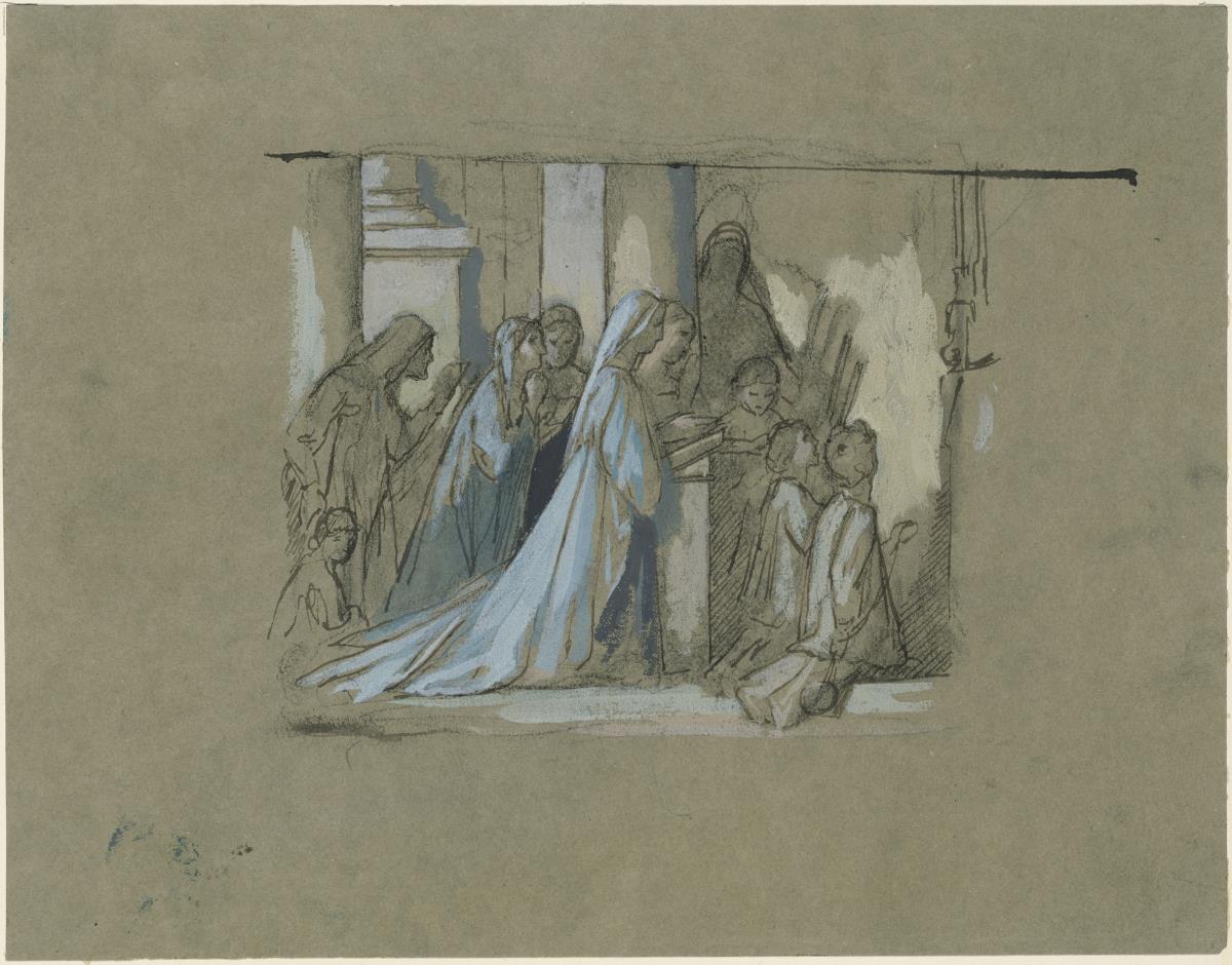 Laura in der Kirche. Skizze zum Gemälde in der Schack-Galerie München