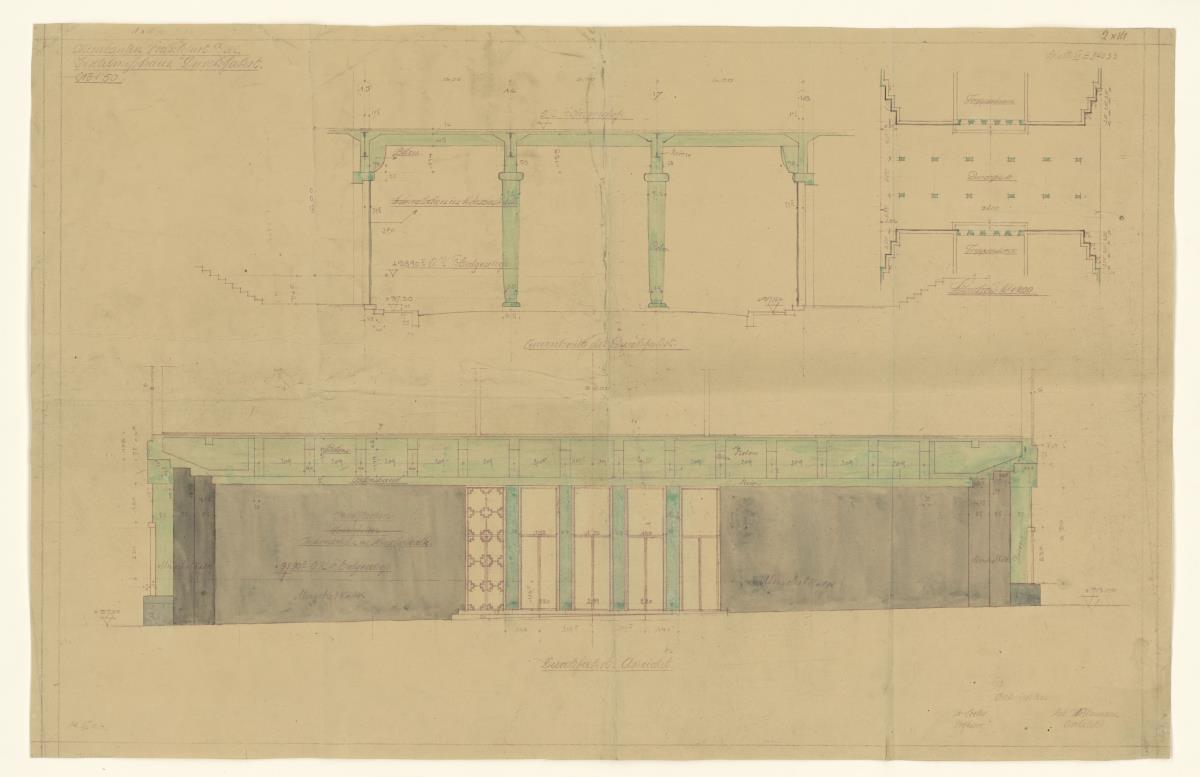 Haus der Moden, Frankfurt / Main, Textilmessehaus, Durchfahrt, Grundriss, Lichtpause,
