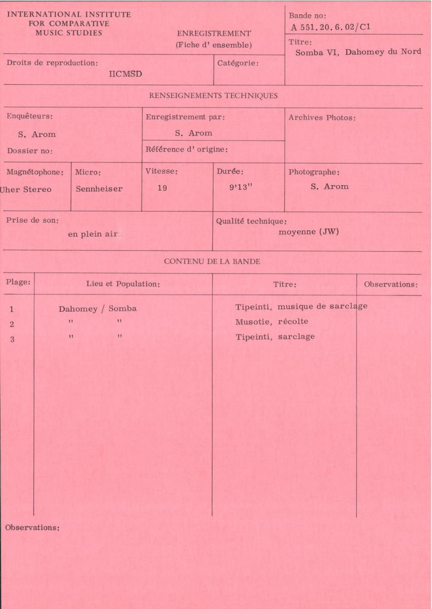 Somba VI, Dahomey du Nord