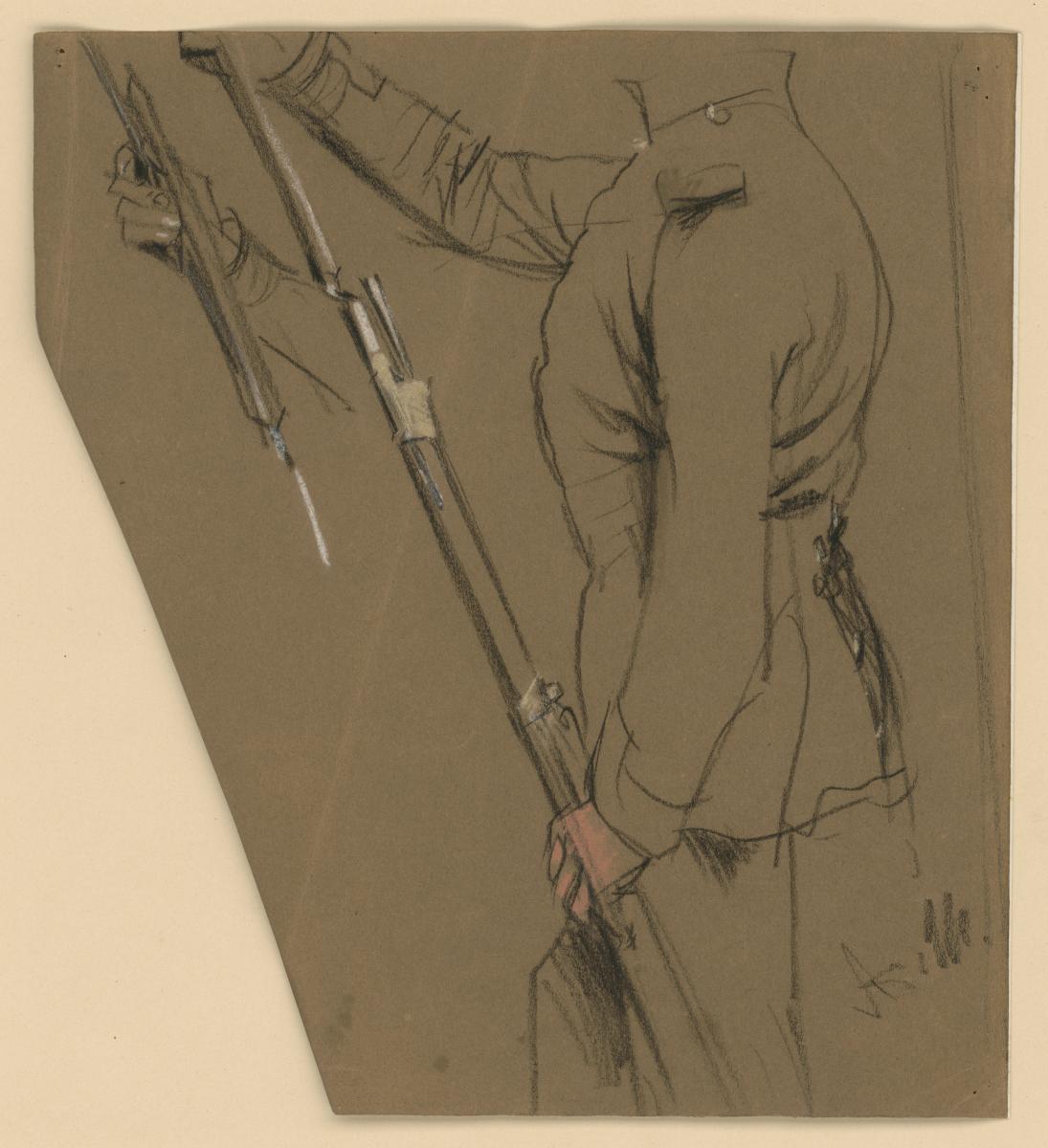 Soldat das Bajonett aufsteckend. Modellstudie zu "Friedrich und die Seinen bei Hochkirch"