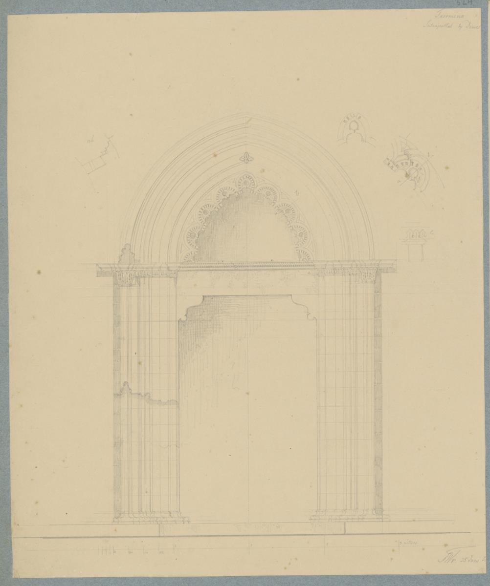 Skizzenbuch Italienreise, Taormina, San Nicolò, Seitenportal