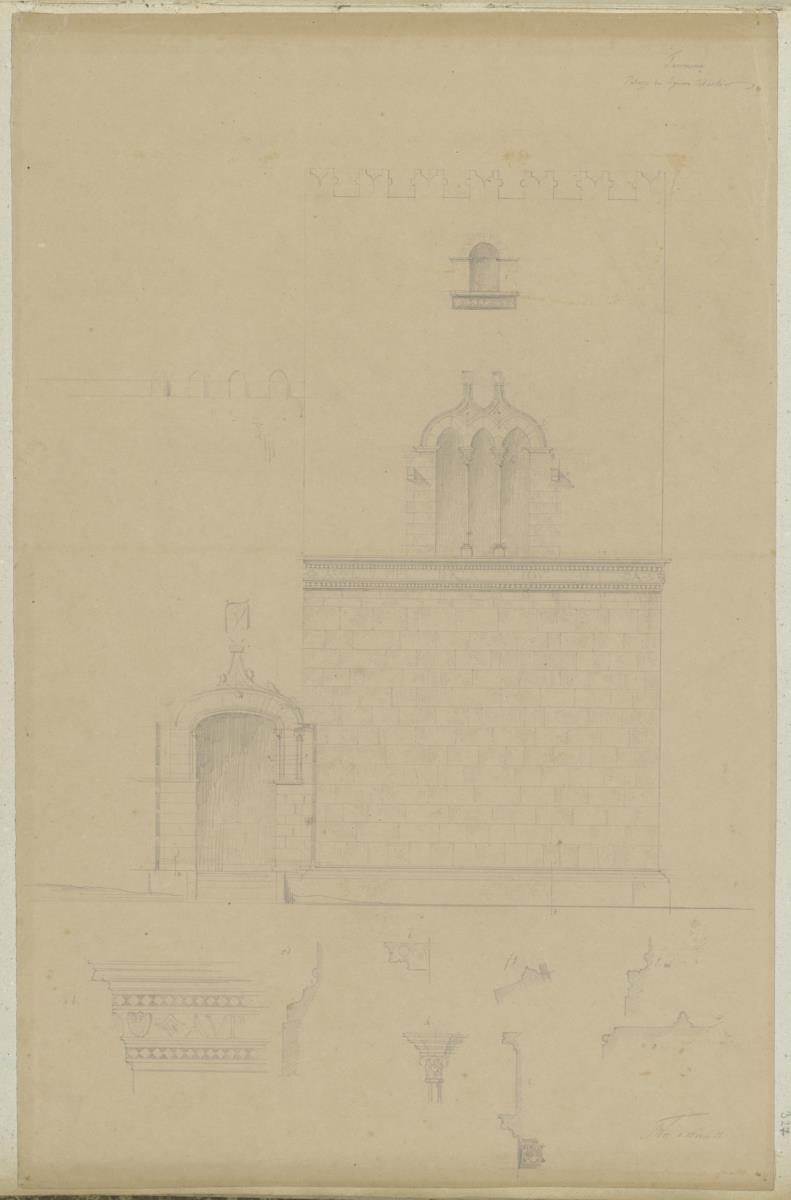 Skizzenbuch Italienreise, Taormina, Palazzo Corvaja