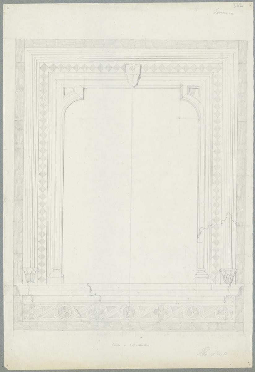 Skizzenbuch Italienreise, Taormina, unbezeichnetes Gebäude