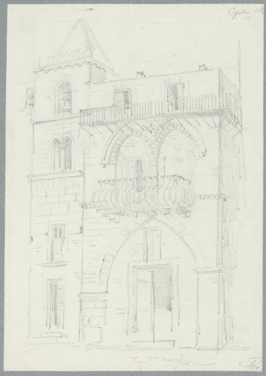 Skizzenbuch Italienreise, Cefalù, unbezeichnetes Gebäude
