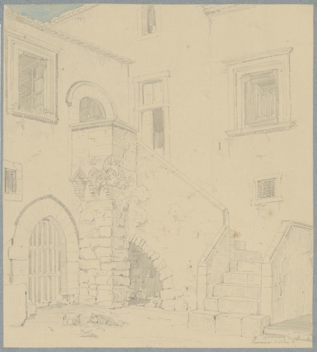 Skizzenbuch Italienreise, Taormina, unbezeichnetes Gebäude