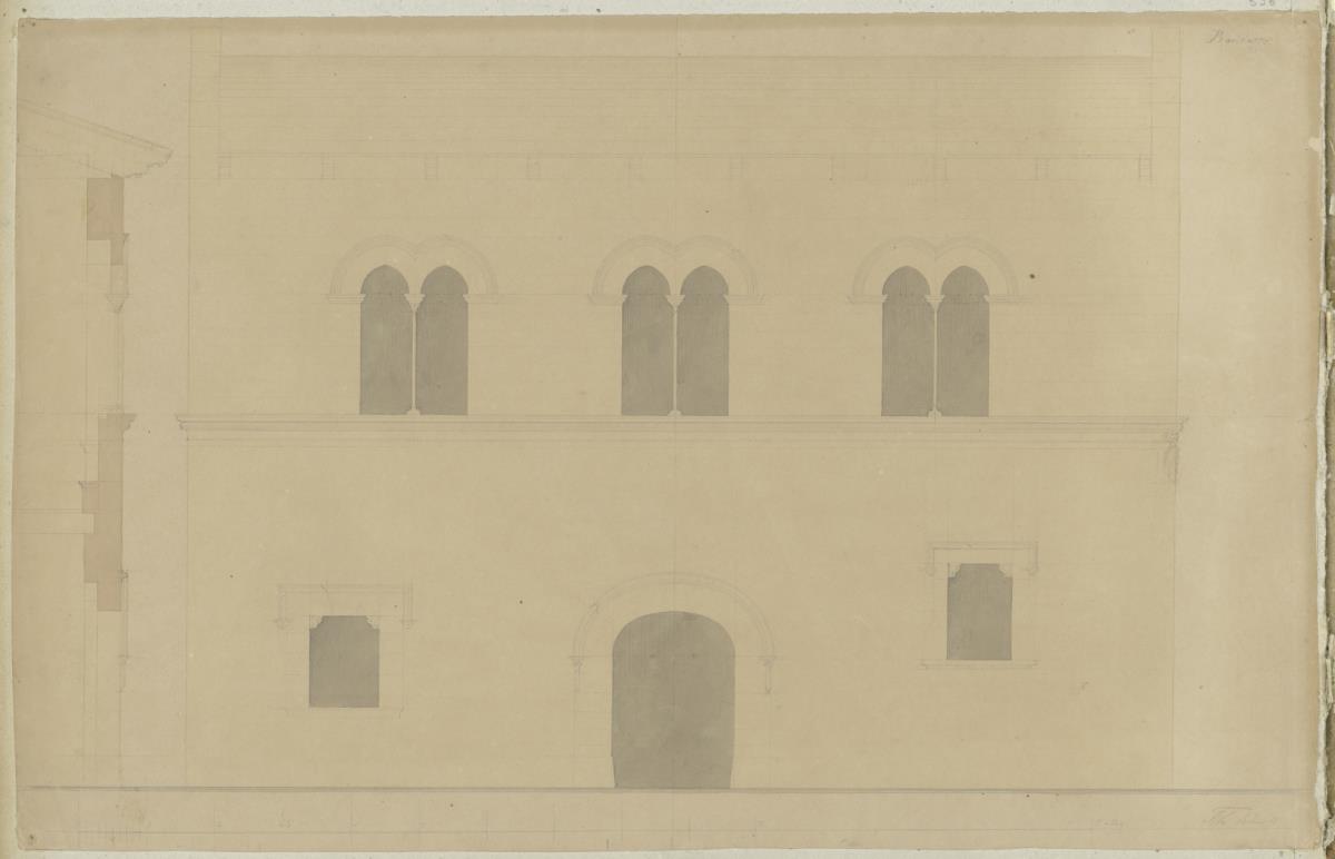 Skizzenbuch Italienreise, Randazzo, Palazzo Clarentano, Fassade