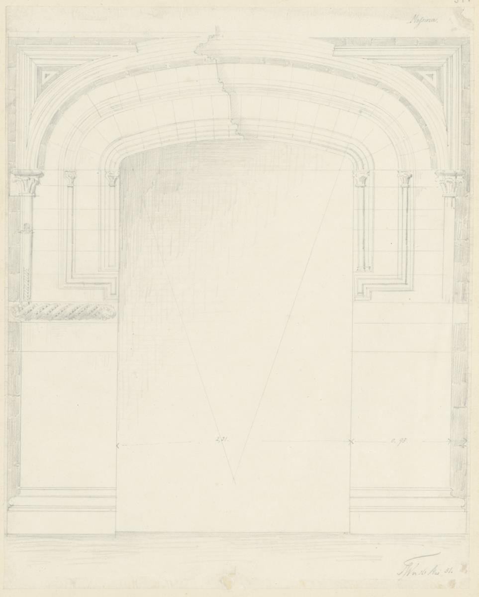 Skizzenbuch Italienreise, Messina, unbezeichnetes Gebäude, Portal mit Flachbogen