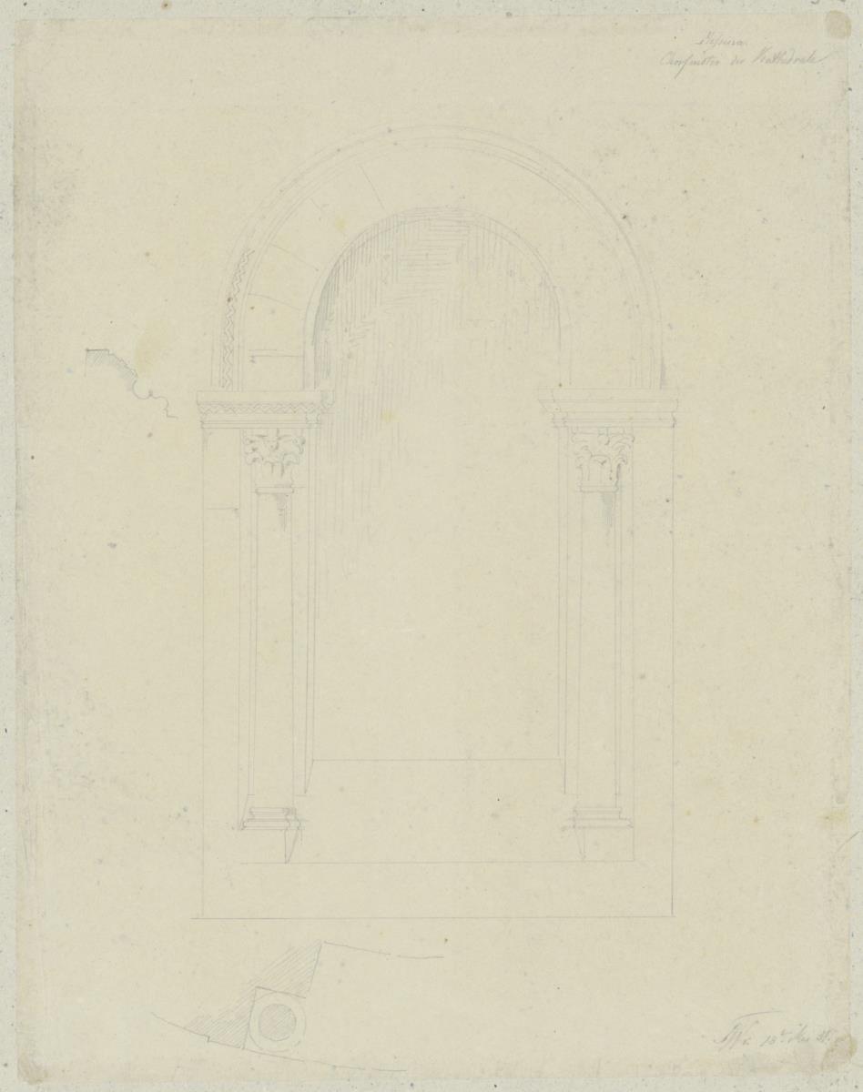 Skizzenbuch Italienreise, Messina, Dom, Chorfenster
