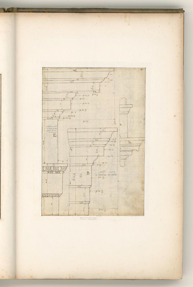 Rom, Pantheon, Details aus dem Innenraum; Verso: Details der Säulenordnung des Portikus