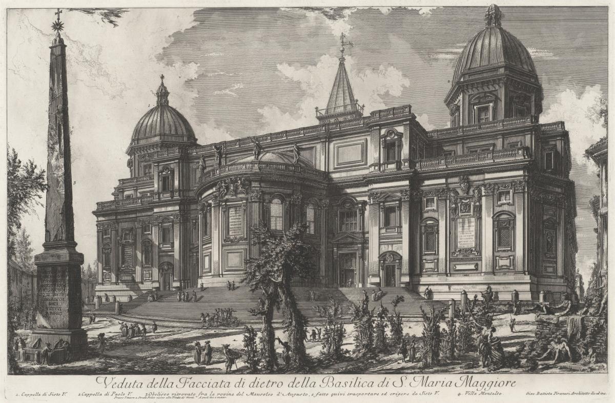 Ansicht der rückwärtigen Fassade der Basilica Santa Maria Maggiore (aus: Vedute di Roma)