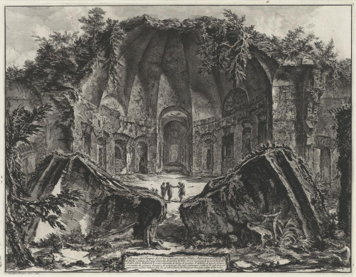 Überreste des Canopus in der Villa Hadrians in Tivoli (aus: Vedute di Roma)