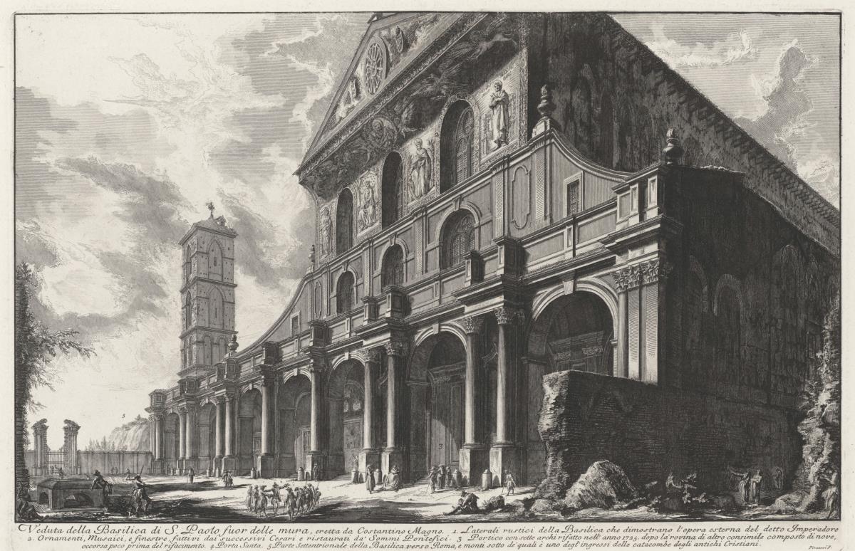 Ansicht der Basilica San Paolo fuori le Mura (aus: Vedute di Roma)