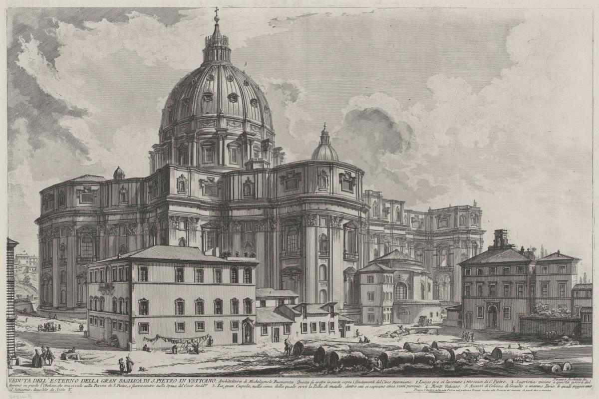 Außenansicht der großen Basilica San Pietro in Vaticano (aus: Vedute di Roma)
