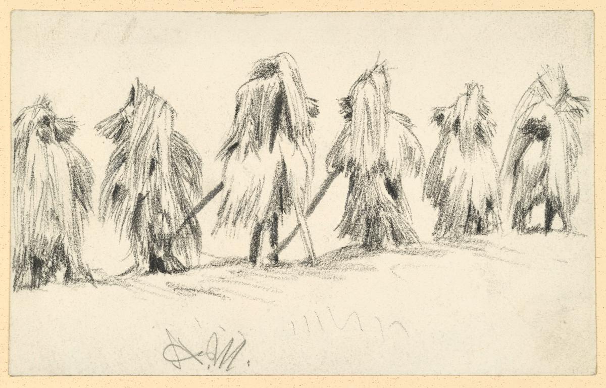Sechs Garben auf dem Feld
