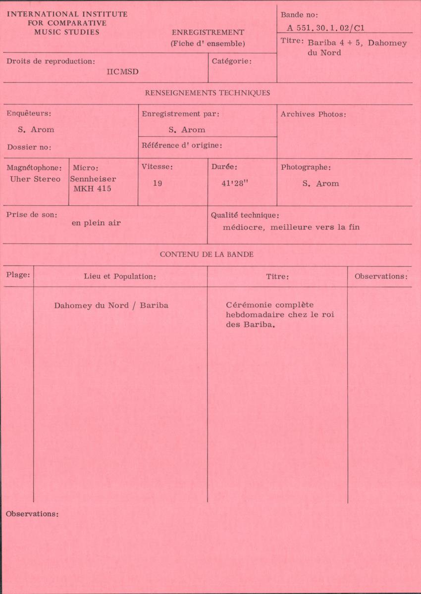 Bariba 4 + 5, Dahomey du Nord