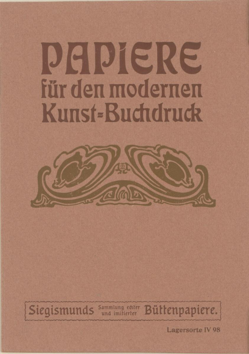 Papiere für den modernen Kunst=Buchdruck