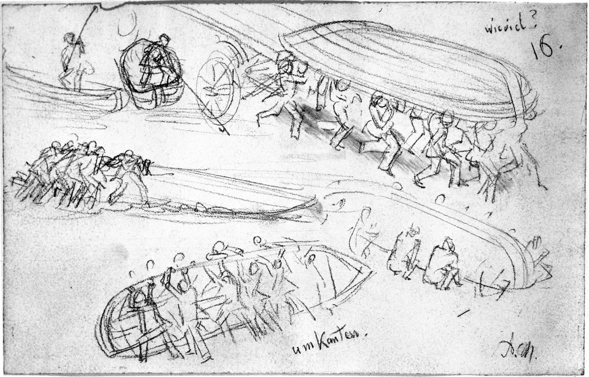 Pioniere beim Transport von Kähnen