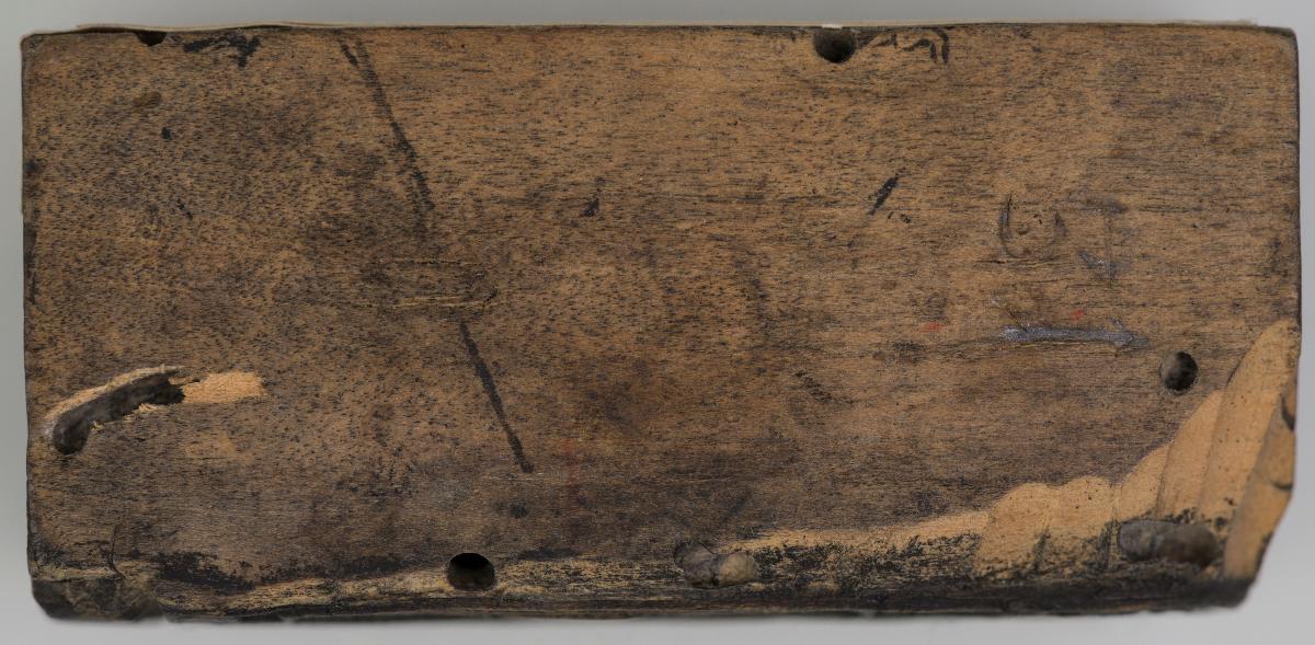 Heiligenbilder. Beschneidung / Geburt / Heimsuchung / Verkündigung / ? / ? / ? / ? / Papst Clemens / Fabian und hl. Sebastian / hl. Laurentius / Steinigung Stephan / Emerit /hl. Benedikt / hl Margarethe/hl Blasius?/hl Adalbert?/hl Martin/(Domrufer) / hl Valentin / ? / hl. Ambrosius / ? / ? / (24 Stöcke)
