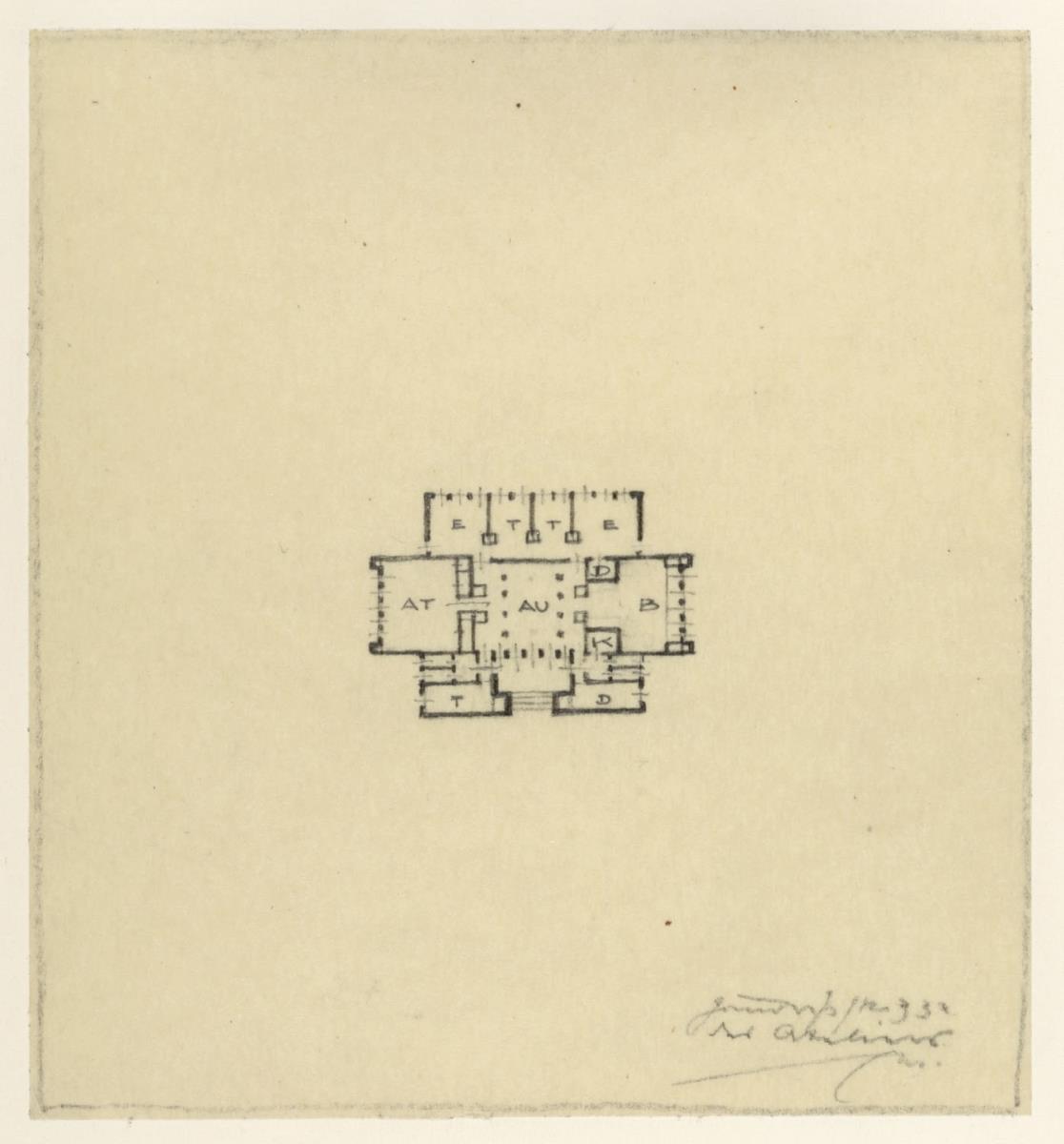 Imaginäre Skizze für eine Villa Erich Mendelsohns an der russischen Front