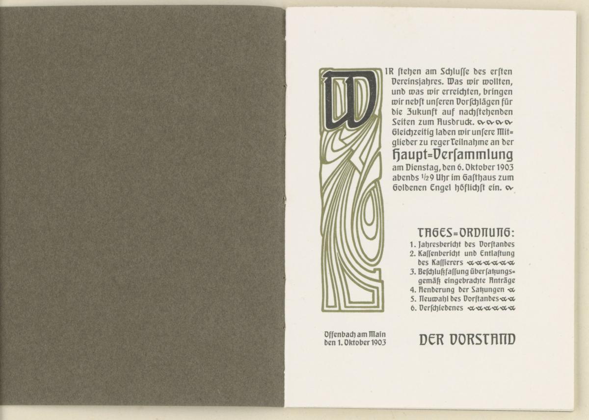 Die graphische Gesellschaft in Offenbach am Main und ihre Tätigkeit im Vereins=Jahre 1902/1903