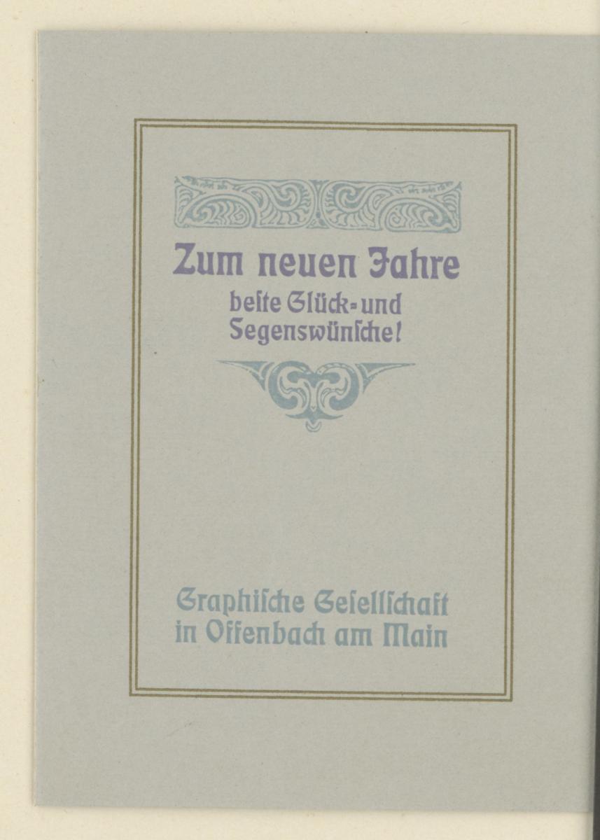 Zum neuen Jahre beste Glück- und Segenswünsche