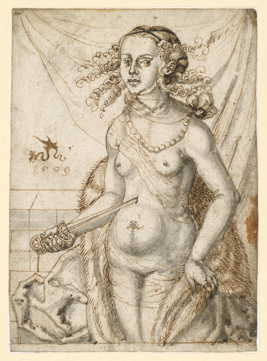 Lucretia, sich durchbohrend, nach links