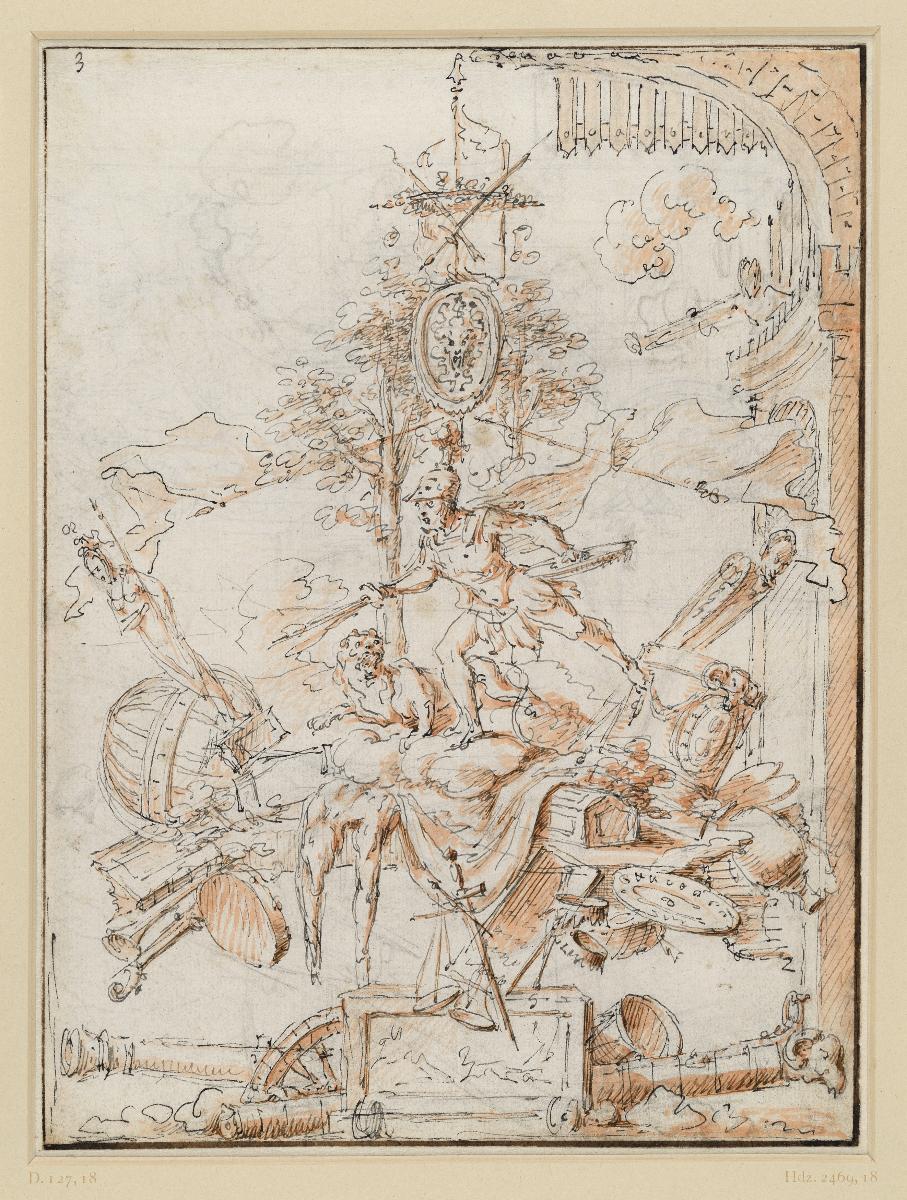 Entwurf eines Panneaus mit Allegorie des Mars