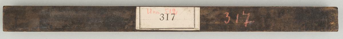 Unterer Rand eines Holzschnittes: Bodenlinien (?), Weltkugel m. Kreuz