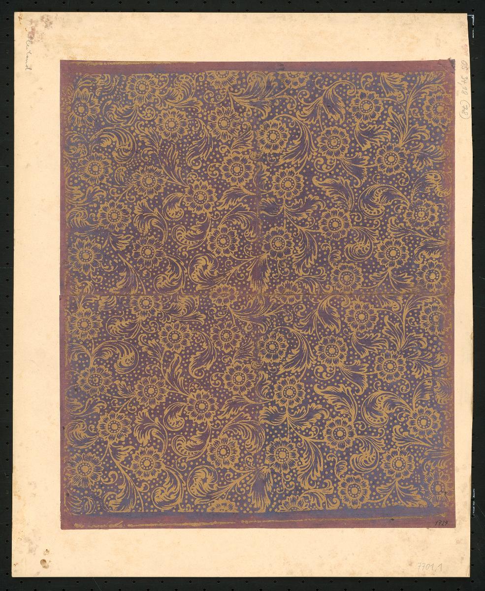 Bronzefirnispapier (Ranken mit simplen Blüten über Pünktchenfond)