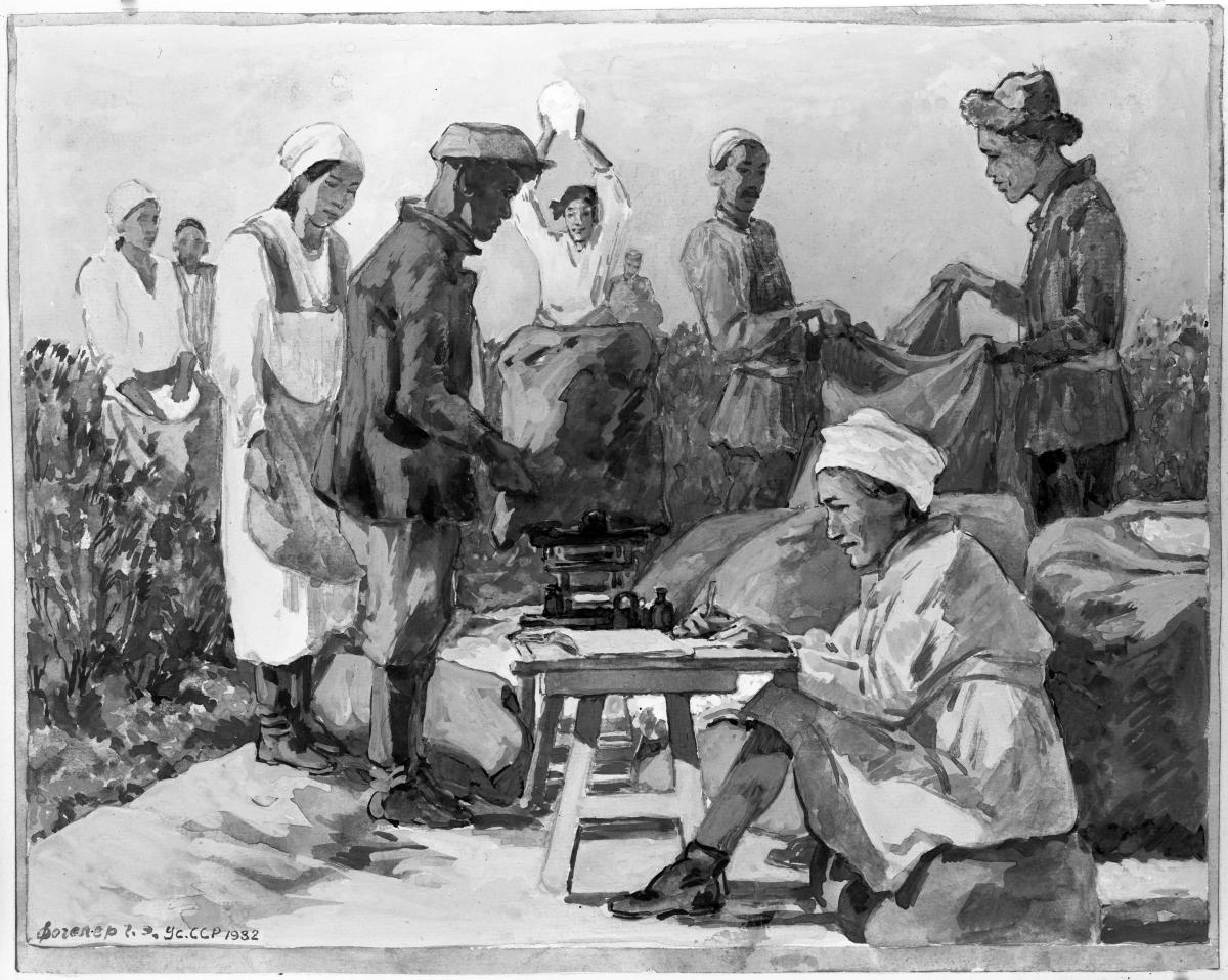 Skizze zu dem Bild Stachanowarbeiter (Baumwolle)