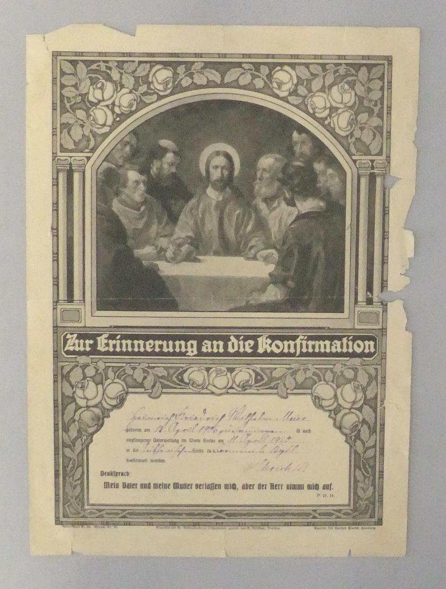 Zur Erinnerung an die Konfirmation von Heinrich Friedrich Wilhelm Meier