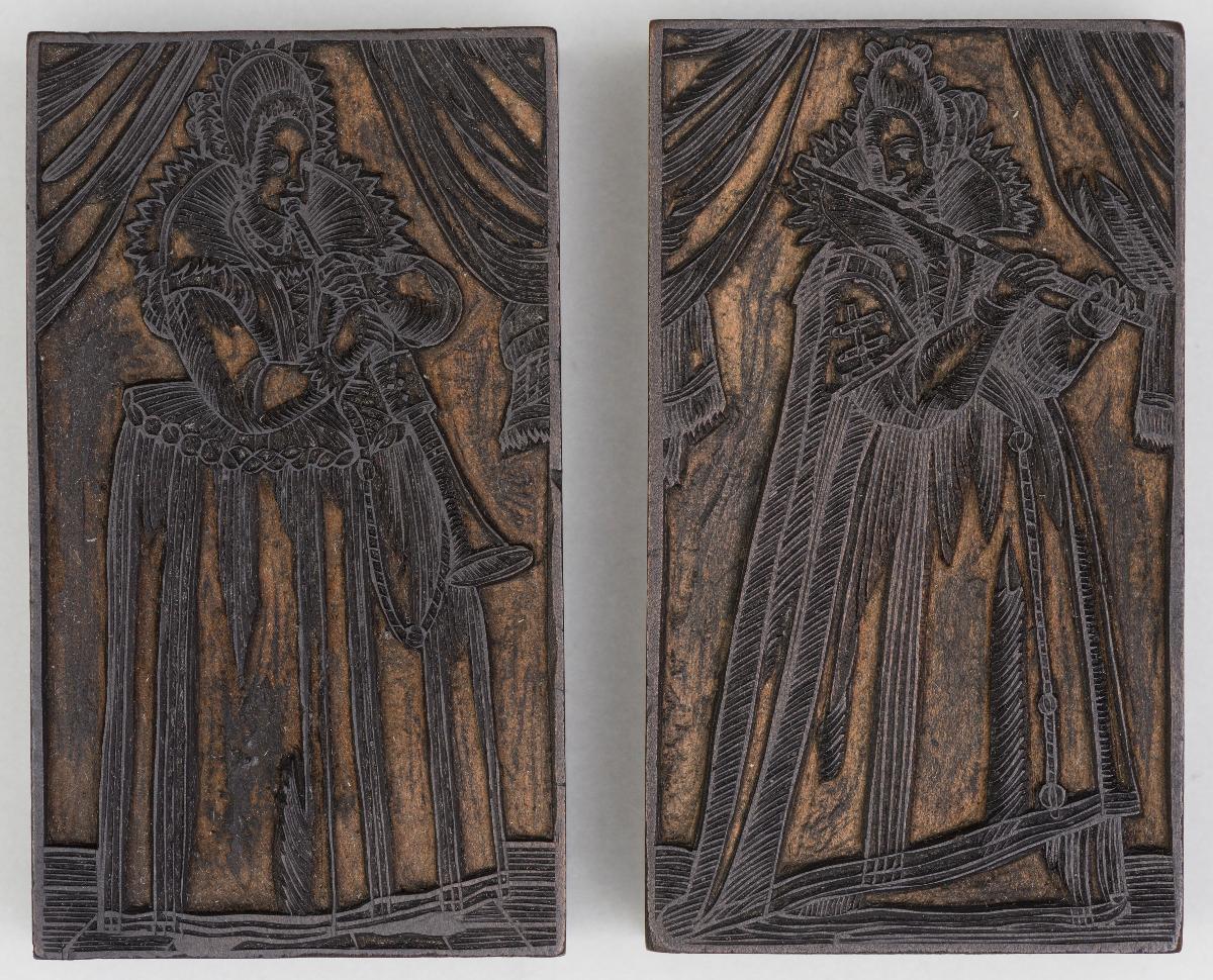 Frau mit Blasinstrument; Frau mit Querflöte
(2 Stöcke)