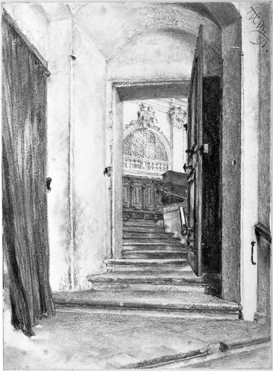 Blick in den Vorraum einer Kirche