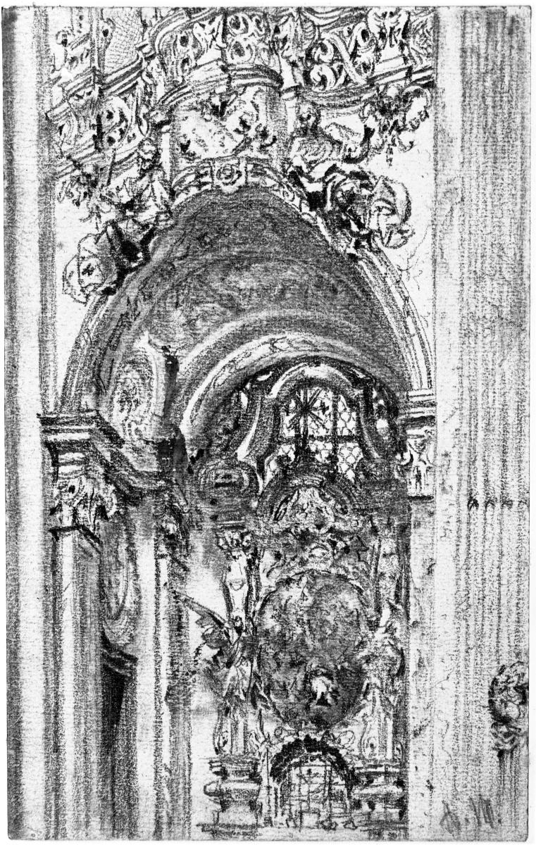 Überwölbte Altarnische mit Empore in einer Barockkirche