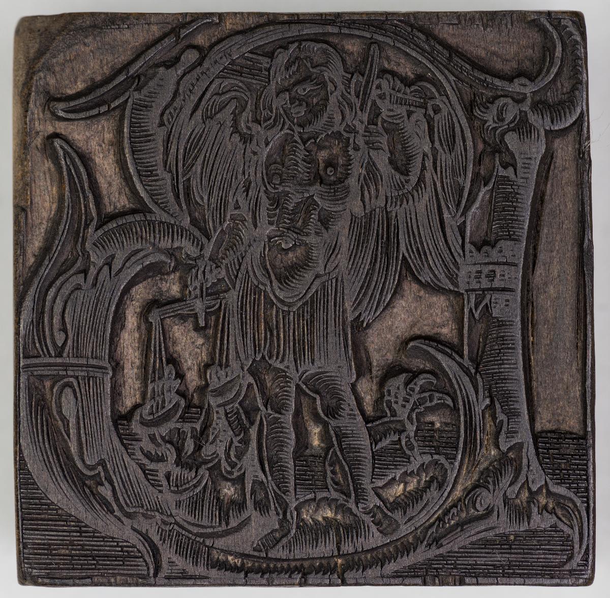 Bibl. Szenen (Anbetung Hirten, Initiale B mit Hl. Georg, Christus in der Vorhölle?, , Christuskind mit Marterwerkzeugen, Christus am Kreuz, Hieronymus im Gehäuse)
(7 Stöcke)