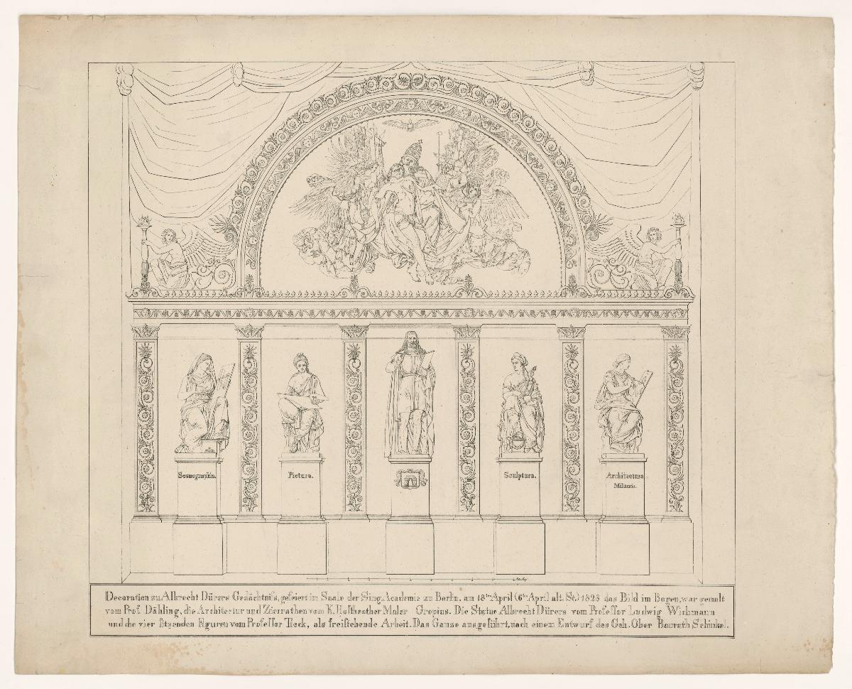 Dekoration der Dürer-Feier am 18. April 1828 in der Sing-Akademie zu Berlin