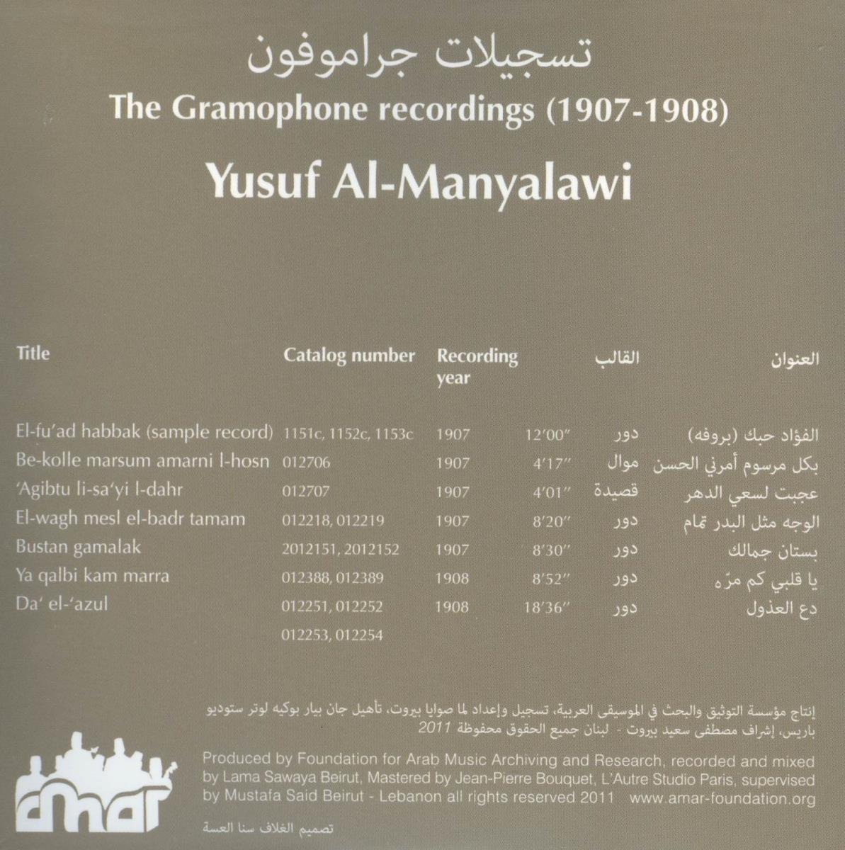 Yusuf al-Manyalawi. #02: The Gramophone Recordings (1907-1908)