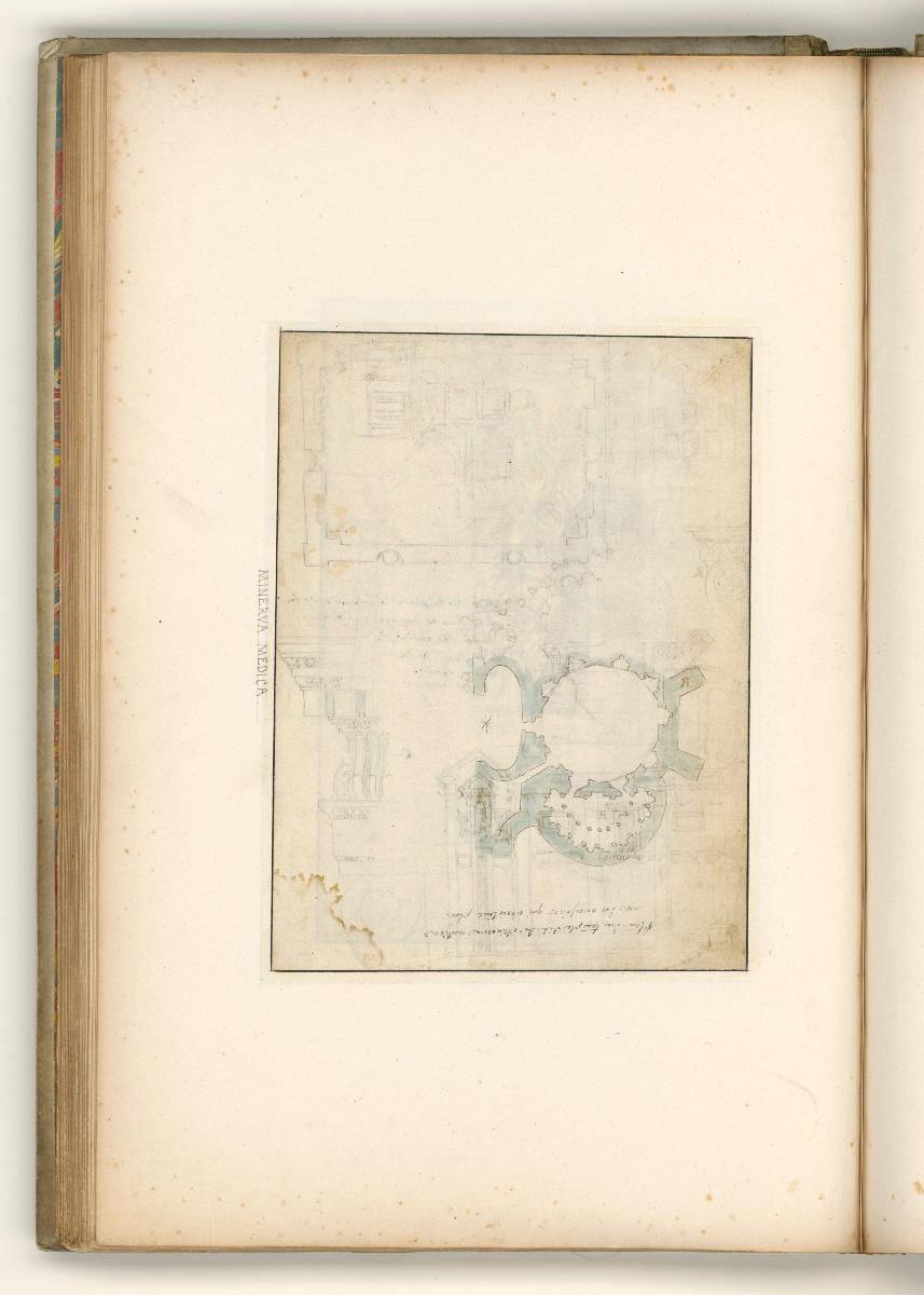 Rom, Via Appia, Grab der Annia Regilla, Grundriss, Aufriss, Details, Verso: Rom, Esquillion, Tempel der Minerva Medica, Nymphäum