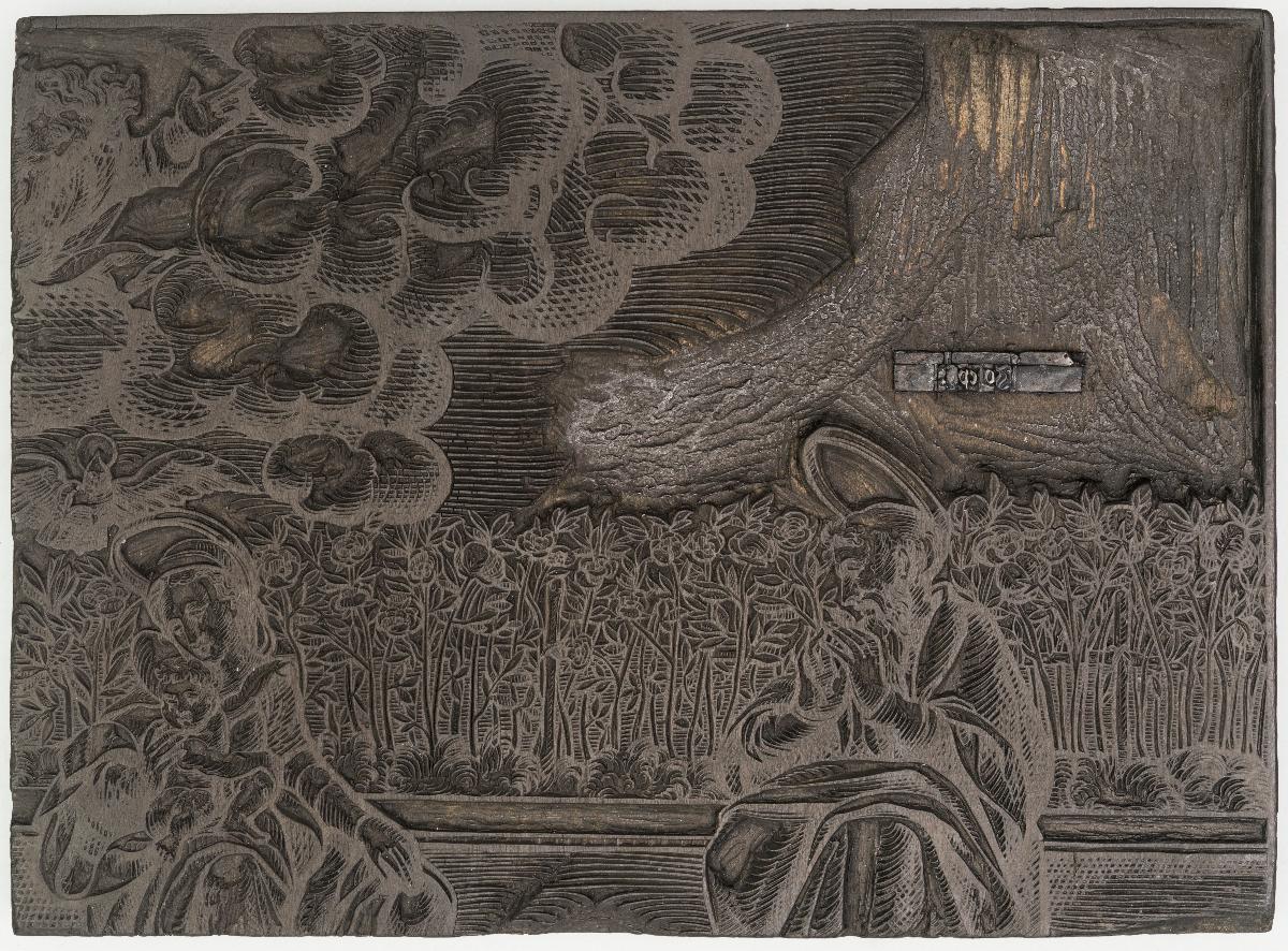 Maria mit Katharina, Dorothea, Agnes, Margarethe, Euphemia, Agathe, Lucia, Christine, Magdalena, Elisabeth und Apollonia
(8 Druckstöcke)