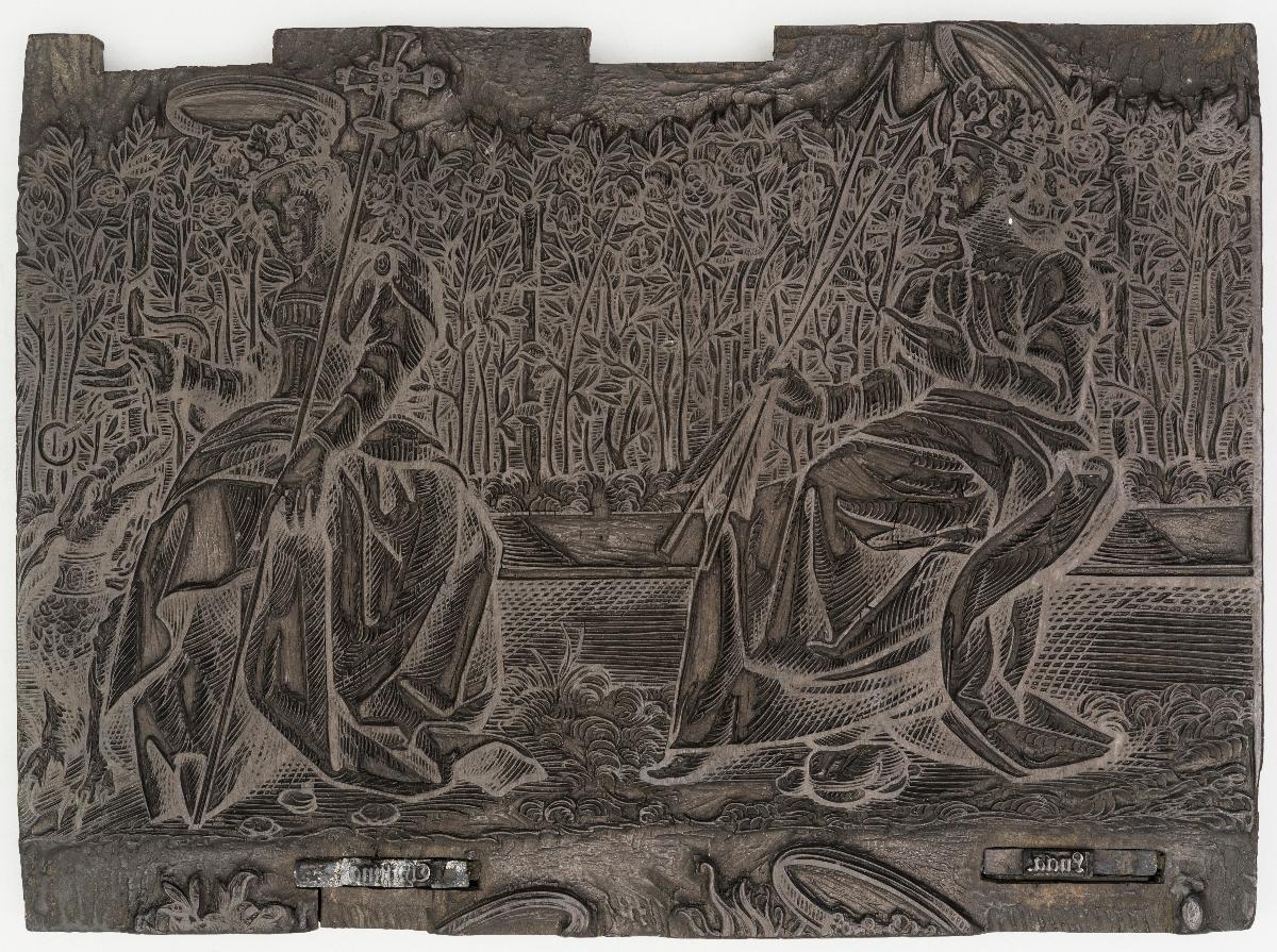 Maria mit Katharina, Dorothea, Agnes, Margarethe, Euphemia, Agathe, Lucia, Christine, Magdalena, Elisabeth und Apollonia
(8 Druckstöcke)