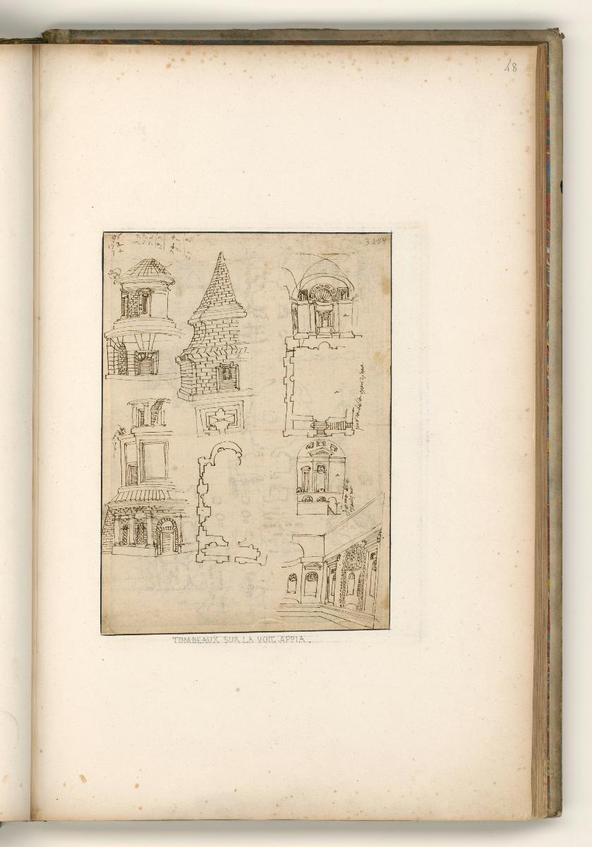 Rom, Ansichten verschiedene Grabbauten, Verso: Rom, Grabbauten, u.a. Tor de Shiavi, Grab bei S. Maria de Capua Vetere