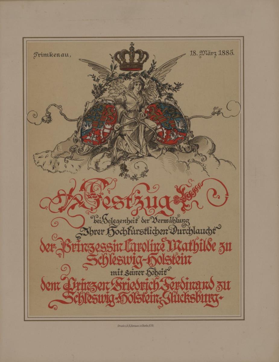 Festzug bei Gelegenheit der Vermählung Prinzessin Caroline Mathilde zu Schleswig-Holstein mit Prinzen Friedrich Ferdinand zu Schleswig-Holstein-Glücksbuurg
