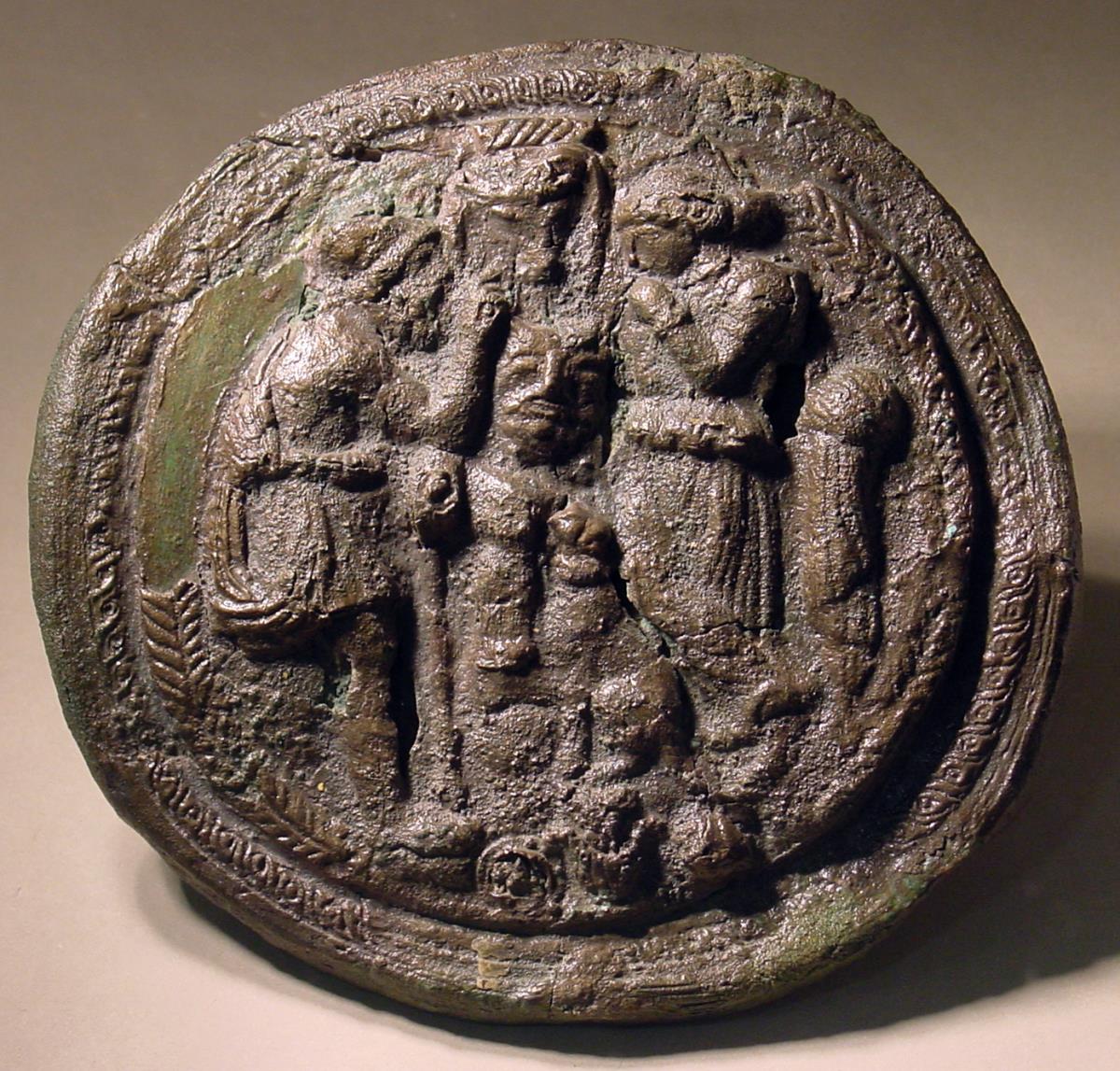 Etruskischer Klappspiegel mit Odysseus und Penelope (?)