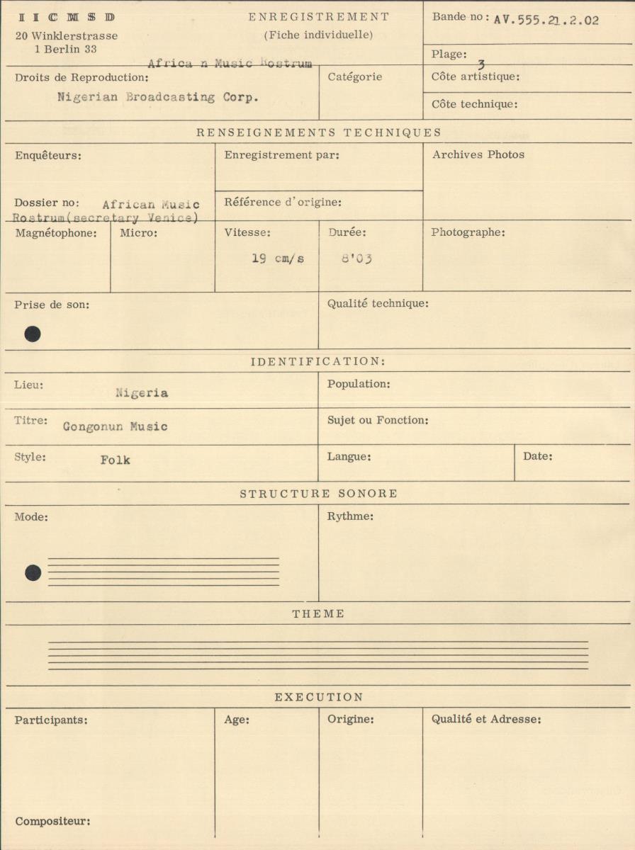 African Music Rostrum 1972