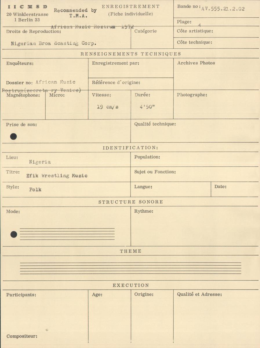 African Music Rostrum 1972