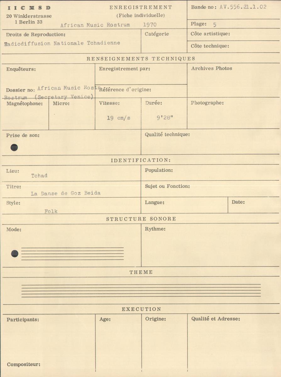 African Music Rostrum 1970