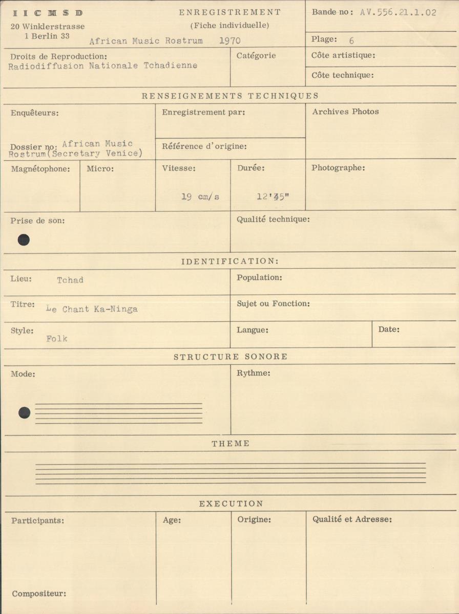 African Music Rostrum 1970